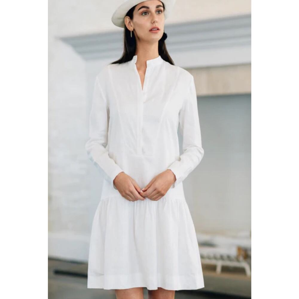 Isoude Mandarin Collar European Linen Dress Lavender Medium - Picture 6 of 16